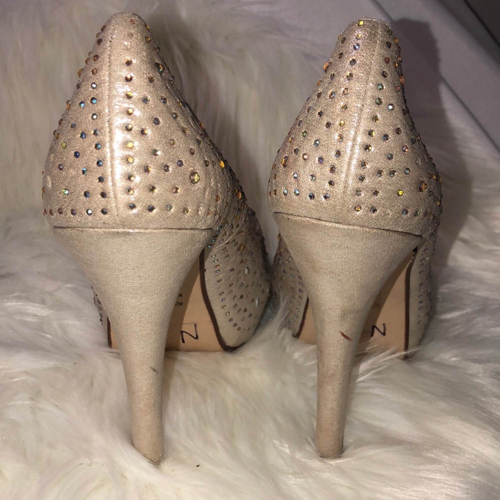 Crystal Rhinestone Peep Toe Heels - Picture 4 of 5